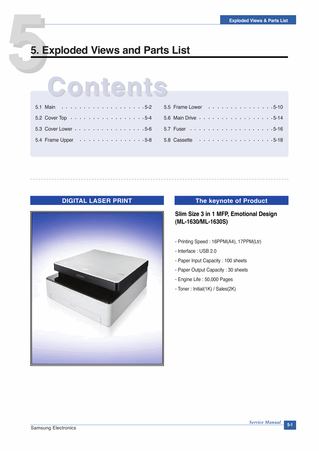 Samsung Laser-Printer ML-1630 1630S Parts Manual-1